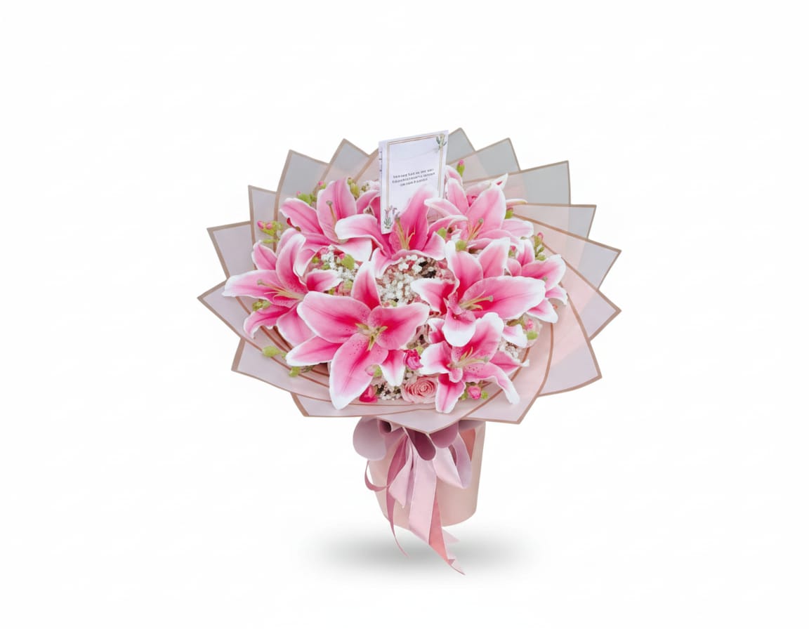 Hand Bouquet Sweet Pink Rose